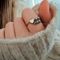 Anello Antistress Argento con 4 Perle, Stella e Luna| Sloffy™